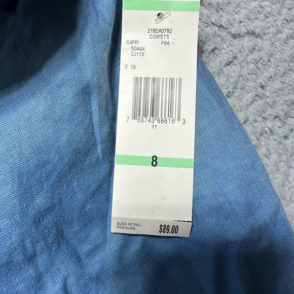 Nine West Linen Wide Leg Pants Blue Size 8 NWT High Rise Dress Trousers $89 MSRP - Picture 5 of 13